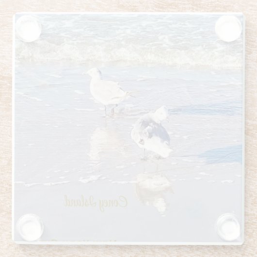 Coney Island Seagulls  Glazen Onderzetter (Achterkant)
