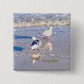 Coney Island Seagulls Vierkante Button 5,1 Cm (Voorkant)