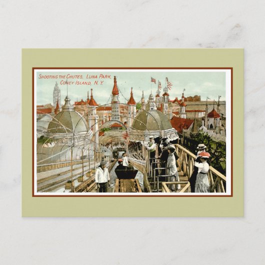 Coney Island Shooting the Chutes in Luna Park Briefkaart (Voorkant)