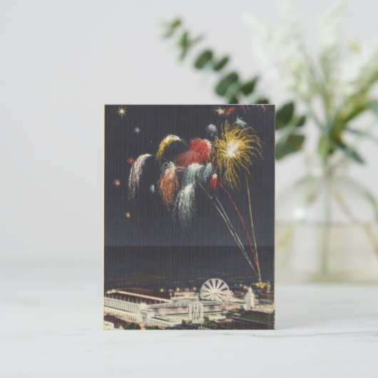Coney Island Vuurwerk Briefkaart (Staand voorkant)