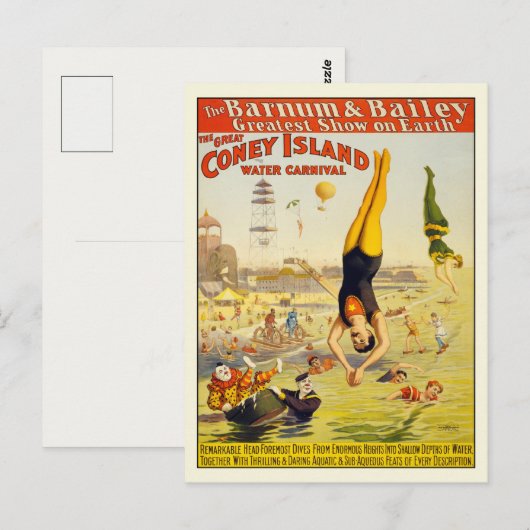 Coney Island Water Carnival Briefkaart Poster (Voorkant / Achterkant)