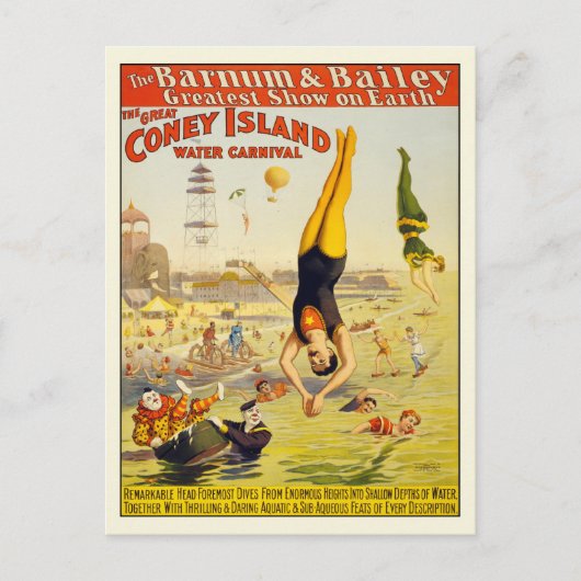 Coney Island Water Carnival Briefkaart Poster (Voorkant)
