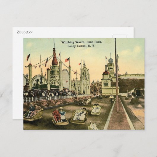 Coney Island, Waves Ride, Luna Park,  Briefkaart (Voorkant / Achterkant)