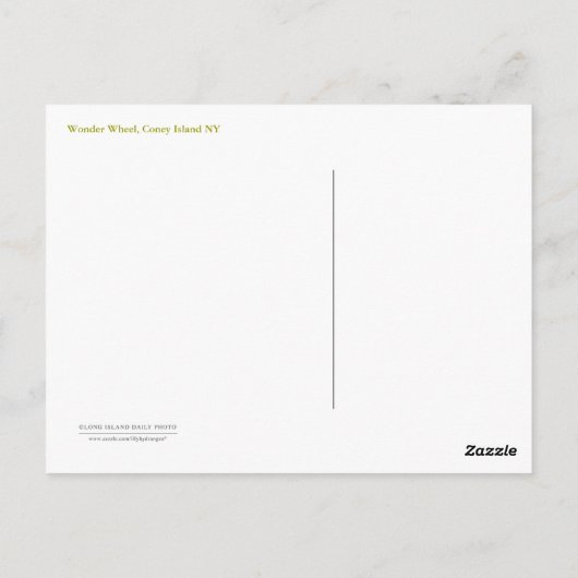 Coney Island Wonder Wheel Briefkaart (Achterkant)