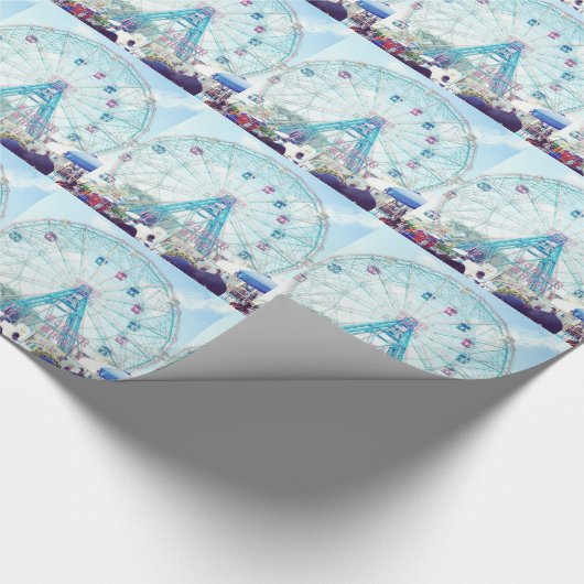 Coney Island Wonderwheels Ferris Wheel in Summer Cadeaupapier (Hoek)