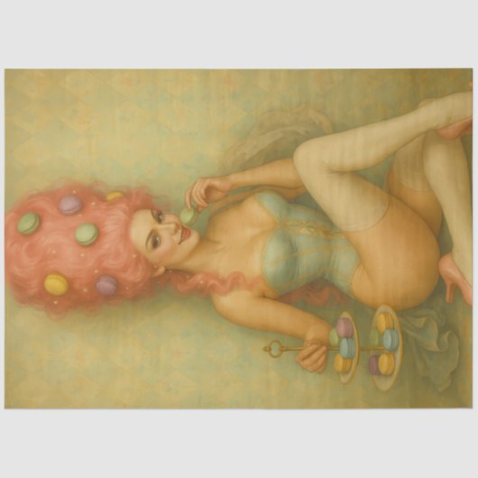 Confection Daydream – Pastel Macaron Rococo Tissuepapier (Voorkant)