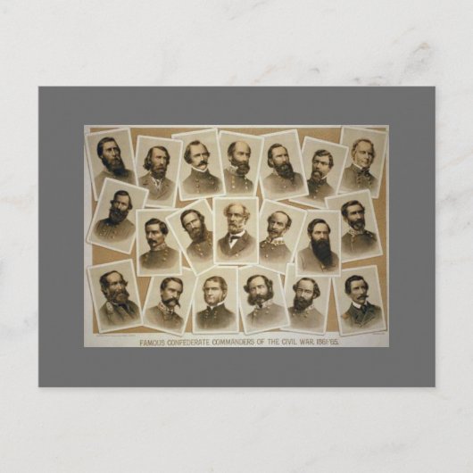 Confederale bevelhebbers 1861-1865 briefkaart (Voorkant)