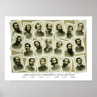 Confederale bevelhebbers van de burgeroorlog poster