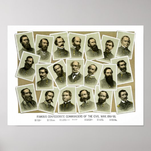Confederale bevelhebbers van de burgeroorlog poster (Voorkant)