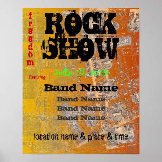 Confederate Money Geweldige Rock Budget Poster (Voorkant)