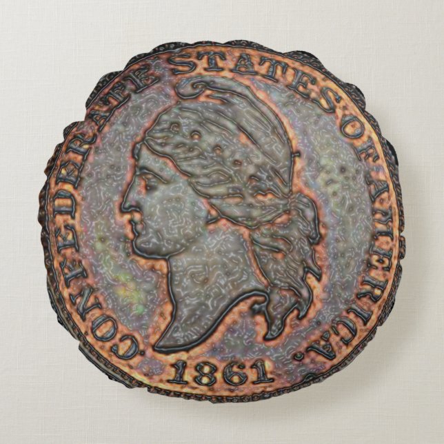Confederate Penny ⚔️ 1861 Amerikaanse Burgeroorlog Rond Kussen (Voorkant)