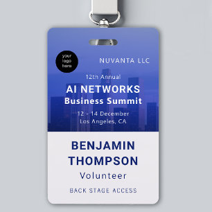 Conference Business Corporate Event Blauwe Foto Badge