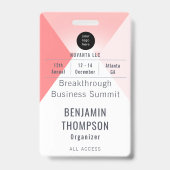 Conference Business Corporate Event Red ID-naam Badge (Voorzijde)