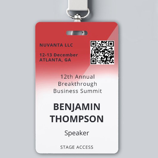 Conference Corporate Business Event vet rood QR Badge