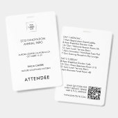 Conferentie QR-schema evenemententoegang ontwerp Badge (Voor- en achterkant)