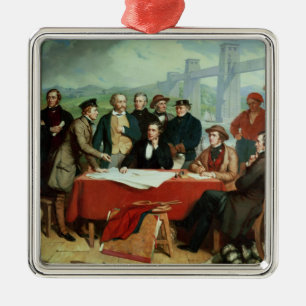Conferentie van ingenieurs bij de Brug van Britann Metalen Ornament