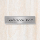 Conferentiezaal Zilver en Zwarte Tekst Sjabloon Deurbordje (Voorkant)