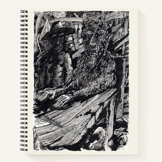 "Confess!", india inkttekening Notitieboek (Voorkant)