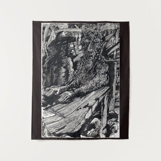 "Confess!", india inkttekening Wandkleed (Voorkant)