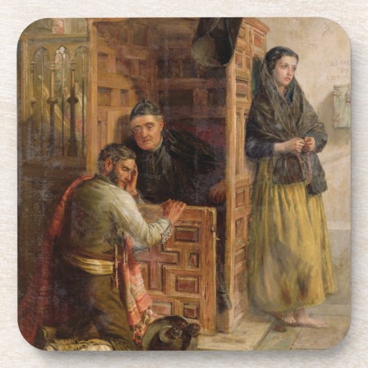 Confession, 1862 (olie op canvas) drankjes onderzetter (Voorkant)