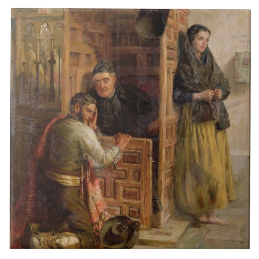 Confession, 1862 (olie op canvas) tegeltje (Voorkant)