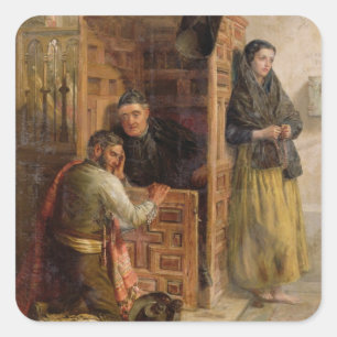 Confession, 1862 (olie op canvas) vierkante sticker
