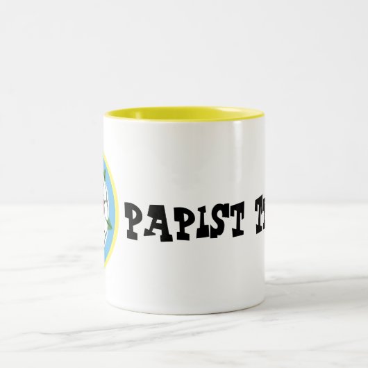 Confessionele Lutheran-Mok - Papistische tranen Tweekleurige Koffiemok (Center)