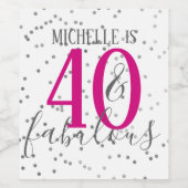 Confett 40 en Fabulous Verjaardagsfeestje Wijnlabe Wijn Etiket (Enkel label)