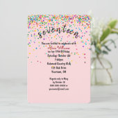 confetti 17e verjaardagsfeest kaart (Staand voorkant)