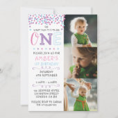 Confetti 1e verjaardag uitnodiging (Voorkant)