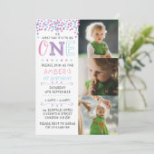 Confetti 1e verjaardag uitnodiging (Staand voorkant)