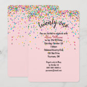 confetti 21e verjaardagsfeestje kaart (Voorkant / Achterkant)