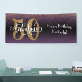 Confetti 50 en Fabulous Birthday Paars Black Ombre Spandoek (Beurs)