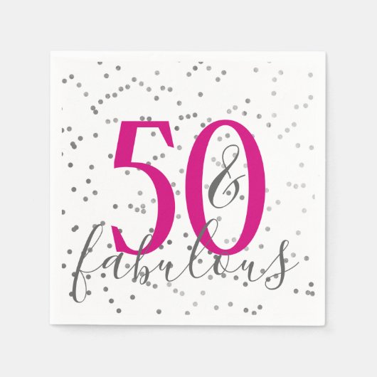 Confetti 50 en Fabulous Birthday Party Napkins Servetten (Voorkant)