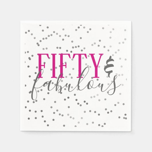 Confetti 50 en Fabulous Birthday Party Napkins Servetten (Voorkant)