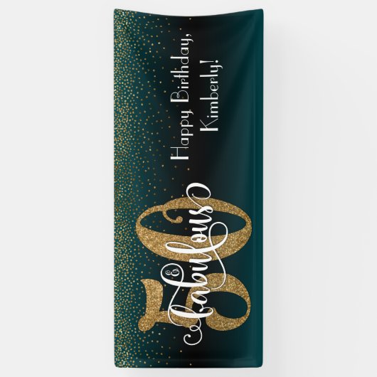 Confetti 50 & Fabulous Birthday Blauwgroen + Black Spandoek (Verticaal)