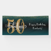Confetti 50 & Fabulous Birthday Blauwgroen + Black Spandoek (Horizontaal)