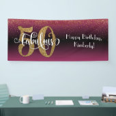 Confetti 50 & Fabulous Birthday Pink Black Ombre Spandoek (Beurs)