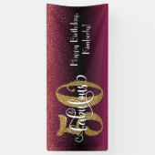 Confetti 50 & Fabulous Birthday Pink Black Ombre Spandoek (Verticaal)