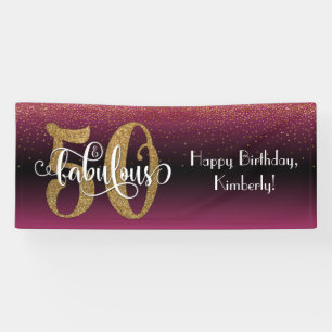 Confetti 50 & Fabulous Birthday Pink Black Ombre Spandoek