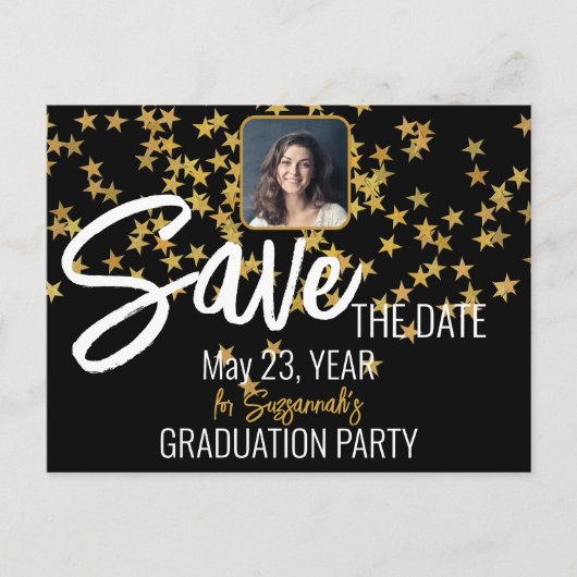 Confetti Aangepast Afstuderen Aangepaste foto Opsl Aankondigingskaart (Voorkant)