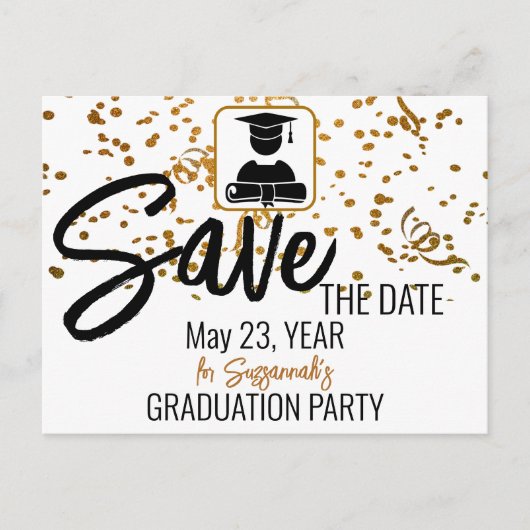 Confetti Aangepast Afstuderen Aangepaste foto opsl Aankondigingskaart (Voorkant)