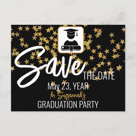 Confetti Aangepaste foto Afstuderen Opslaan Datum Aankondigingskaart (Voorkant)
