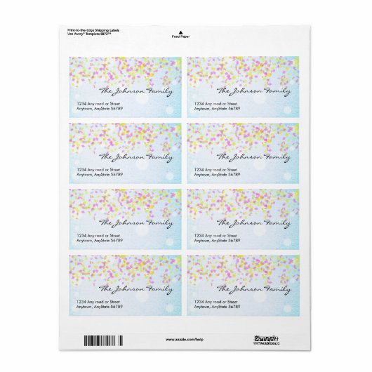 Confetti-adreslabel Etiket (Full Sheet)