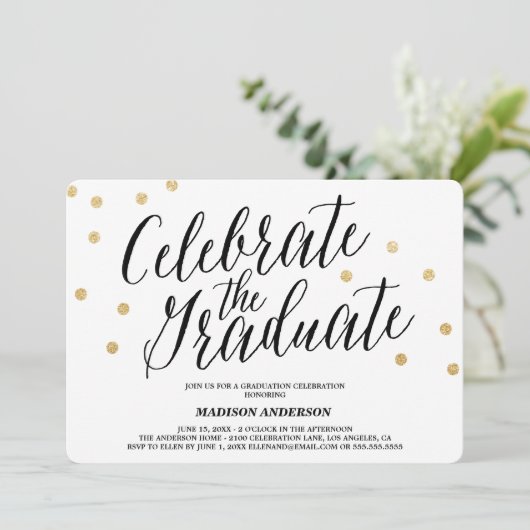 Confetti Afstudeerder | Uitnodiging tot Afstuderen (Staand voorkant)