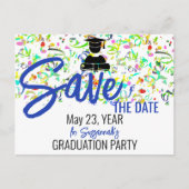 Confetti Afstuderen Aangepaste foto Opslaan Datum Aankondigingskaart (Voorkant)
