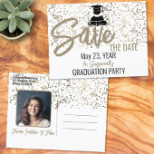Confetti Afstuderen Aangepaste foto Opslaan Datum Aankondigingskaart