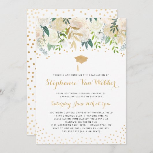 Confetti - afstuderen ceremonie en partij kaart (Voorkant / Achterkant)