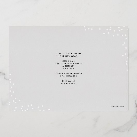 Confetti Afstuderen Folie Uitnodiging (Achterkant)