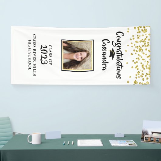 Confetti Afstuderen voor penseelfoto  Spandoek (Beurs)